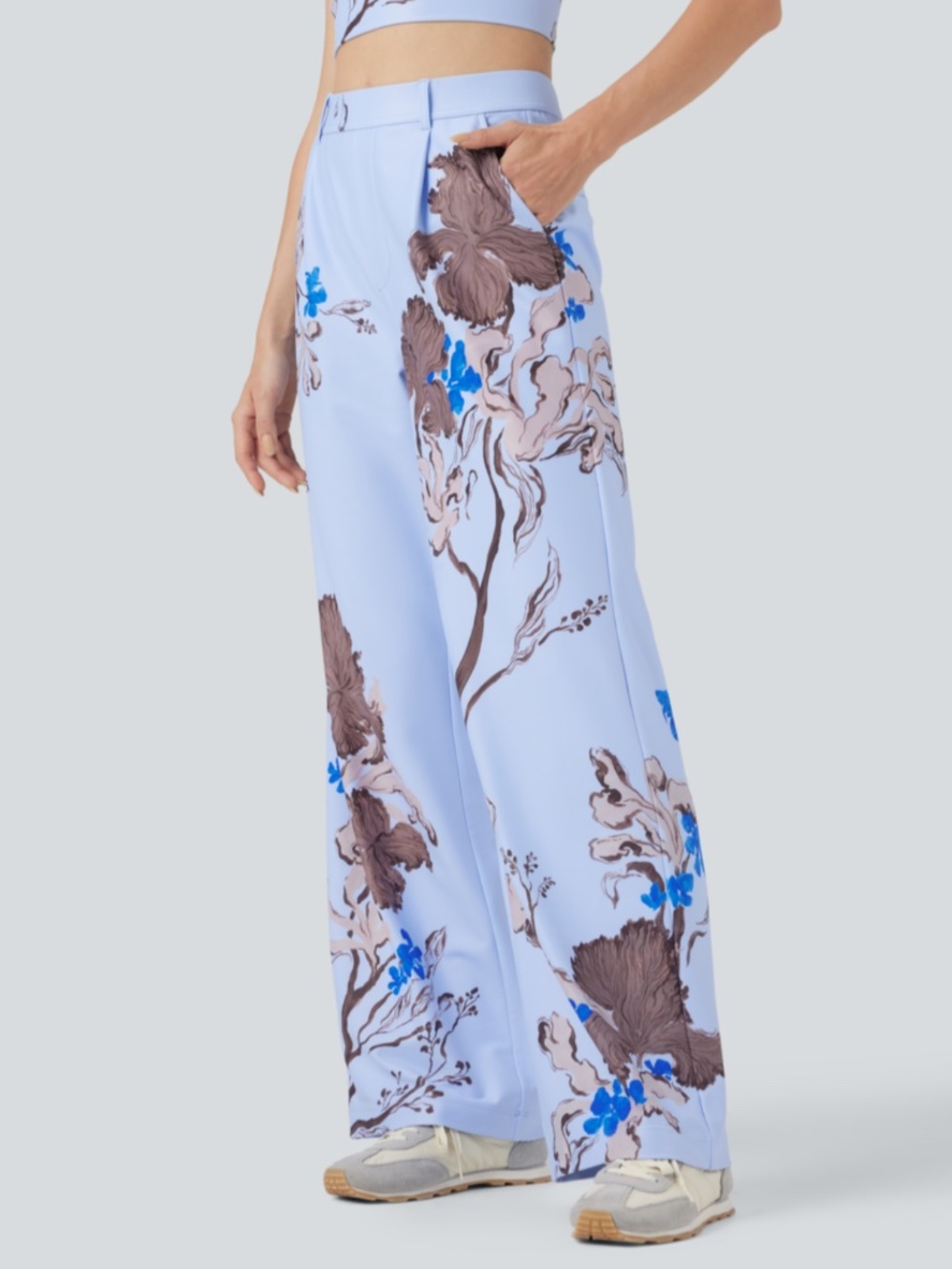 Halara Yukiko High Waisted Floral Print Pants with Pockets NWOT Size Large - Picture 3 of 12